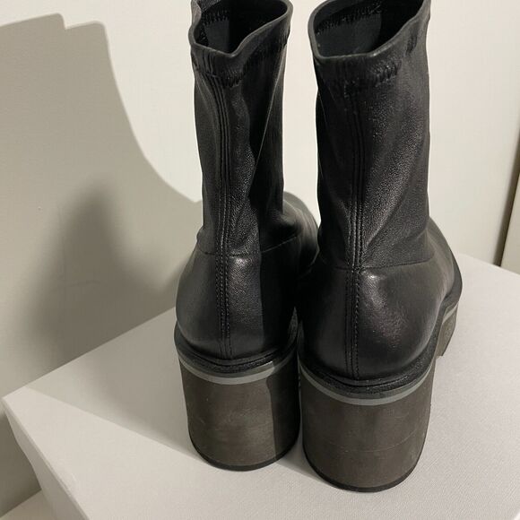 NEW w/ box Clergerie Paris Albane Black Stretch Block Heel Mid Ankle Boot 37.5/7 - Picture 3 of 10